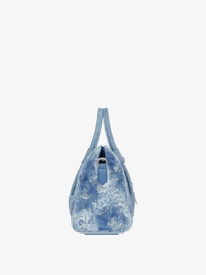 Women Crossbody Bags Givenchy Mini Antigona Lock Bag In Washed Embroidered Denim Medium Blue Women Crossbody Bags Givenchy Mini Antigona Lock Bag In Washed Embroidered Denim Medium Blue