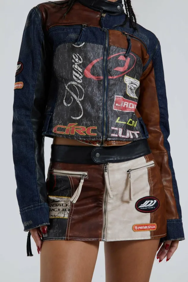 Women Daytona Zip Off Sleeve Moto Jacket Stone Jaded London Long Sleeve Tops