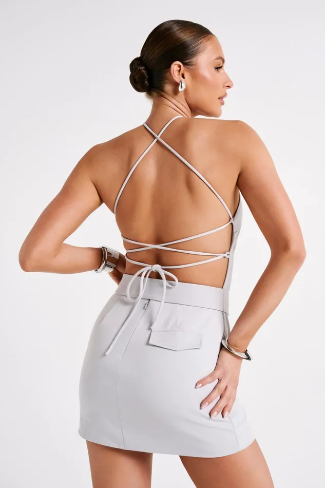 Women Diana Suiting Mini Dress 8211 Ice Grey Icegrey Meshki Mini Dresses