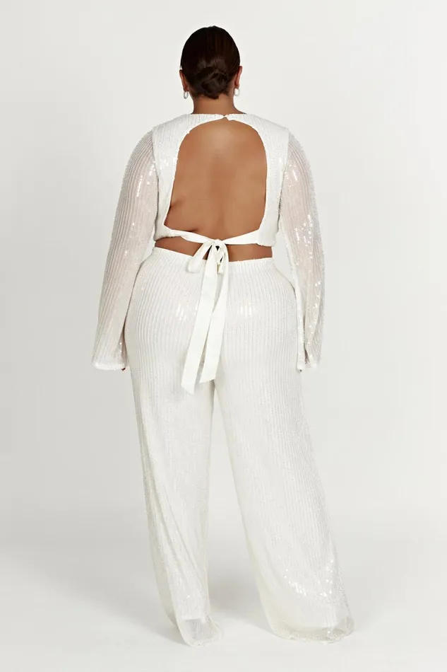 Women Diaz Sequin Pants 8211 White White Meshki Pants