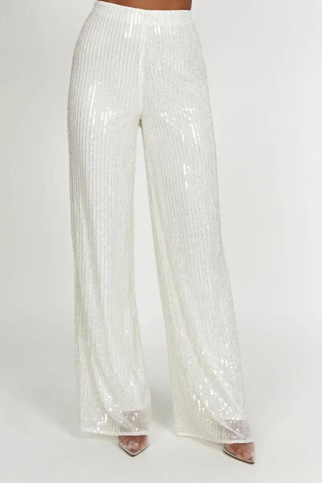 Women Diaz Sequin Pants 8211 White White Meshki Pants