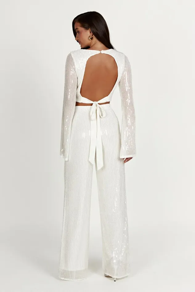 Women Diaz Sequin Pants 8211 White White Meshki Pants