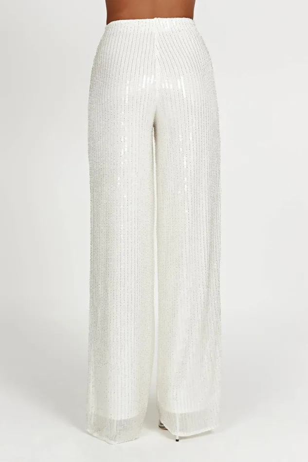 Women Diaz Sequin Pants 8211 White White Meshki Pants