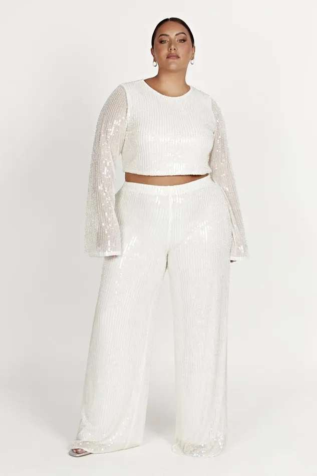Women Diaz Sequin Pants 8211 White White Meshki Pants