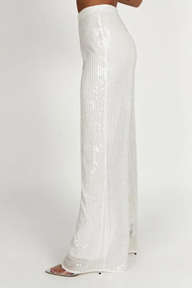 Women Diaz Sequin Pants 8211 White White Meshki Pants