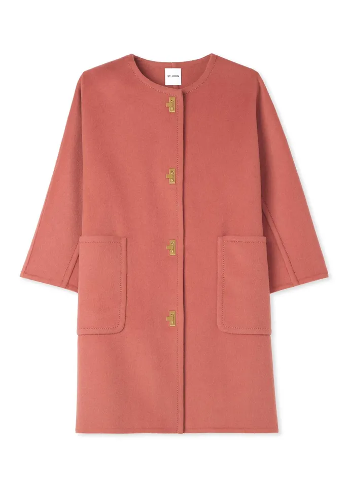 Women Doubleface Wool And Cashmere Blend Jacket Rouge St John Jackets and Coats