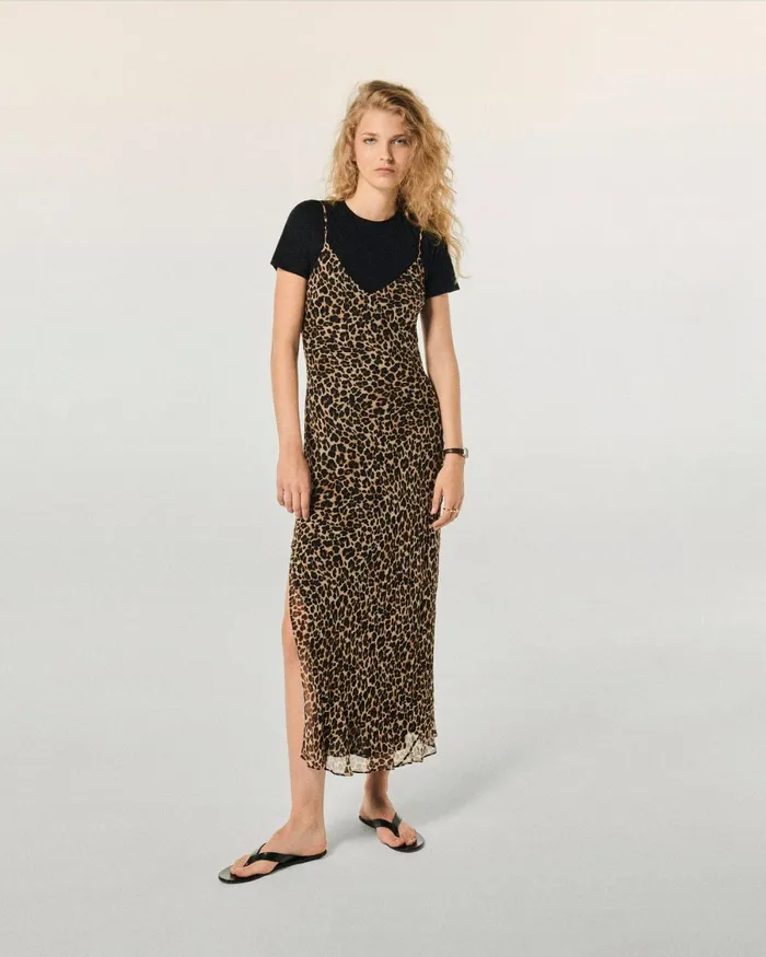 Women Dresses and Jumpsuits From Future Long Chiffon Strap Dress Winter Leopard