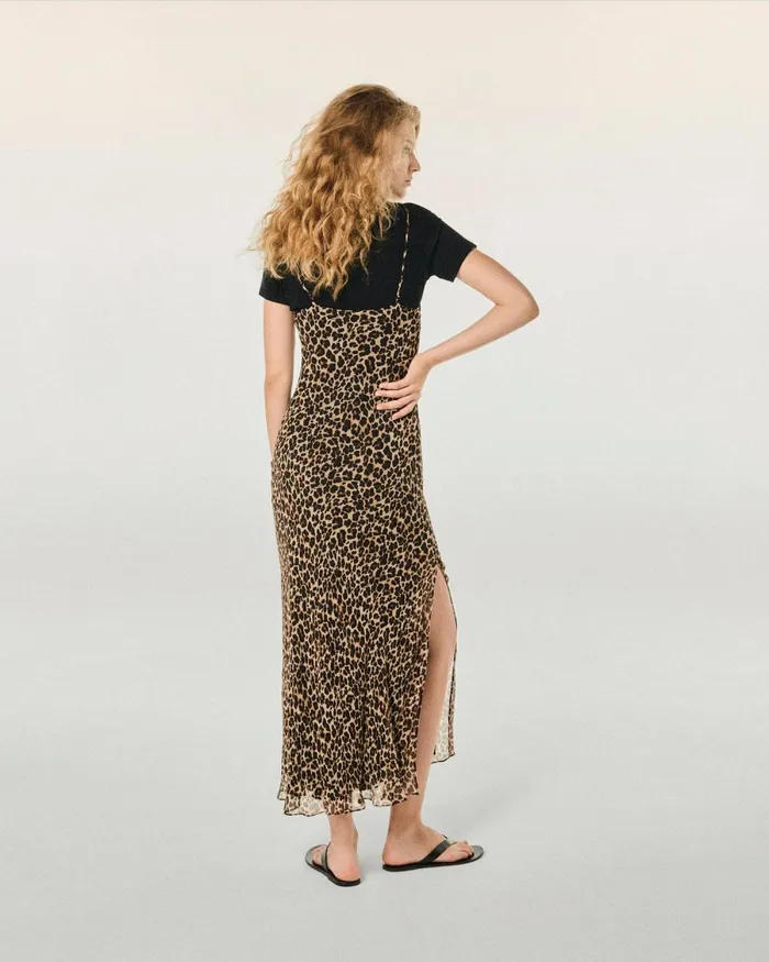 Women Dresses and Jumpsuits From Future Long Chiffon Strap Dress Winter Leopard