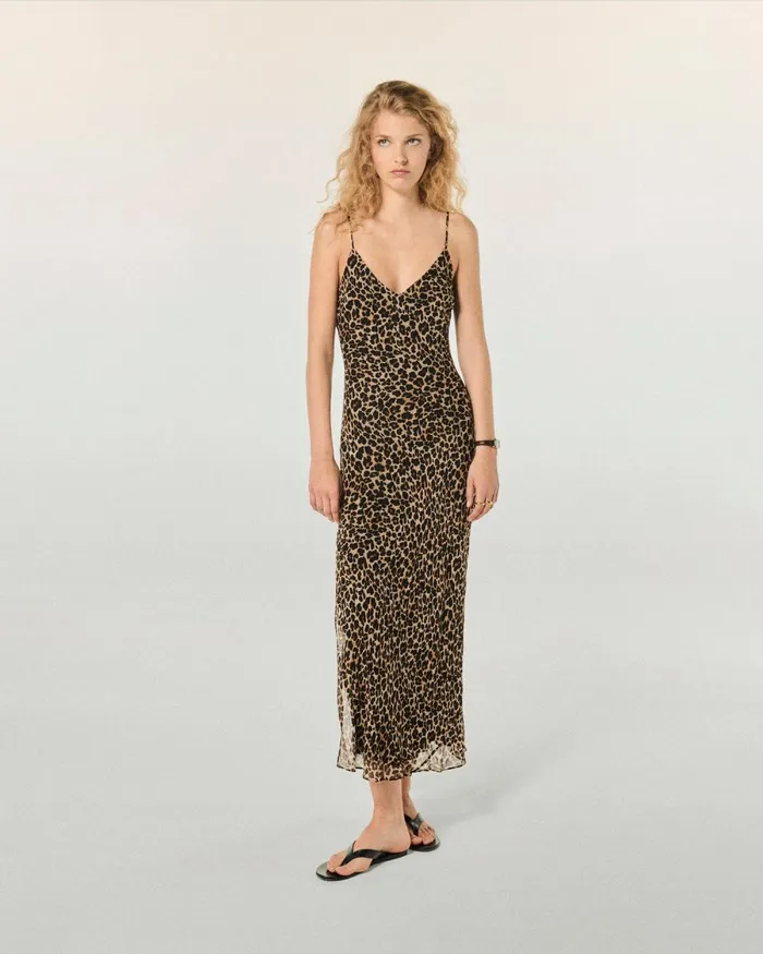 Women Dresses and Jumpsuits From Future Long Chiffon Strap Dress Winter Leopard