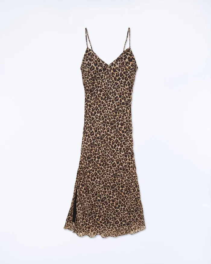 Women Dresses and Jumpsuits From Future Long Chiffon Strap Dress Winter Leopard