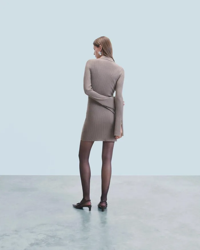 Women Dresses and Jumpsuits From Future Short Dress With Long Sleeves Taupe