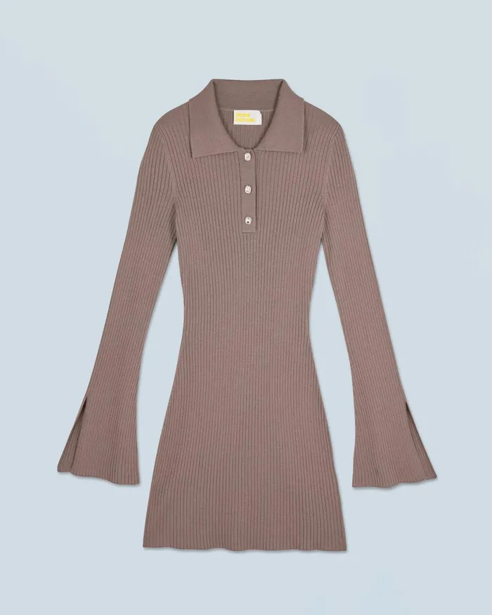 Women Dresses and Jumpsuits From Future Short Dress With Long Sleeves Taupe
