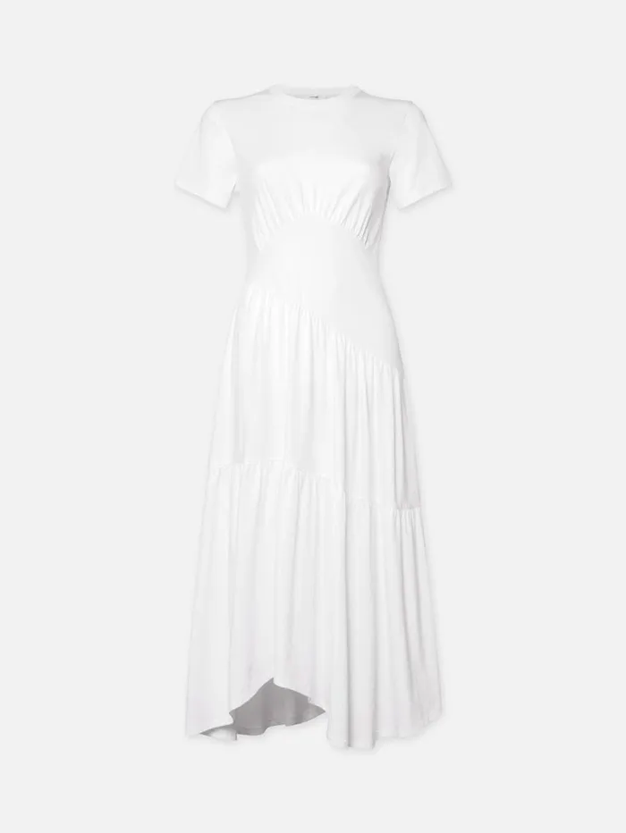 Women Dresses FRAME Gathered Seam Short Sleeve Dress 8212 White