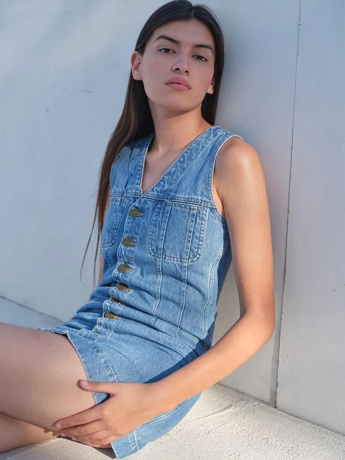 Women Dresses FRAME Sleeveless Trucker Pocket Dress 8212 Delaware Women Dresses FRAME Sleeveless Trucker Pocket Dress 8212 Delaware