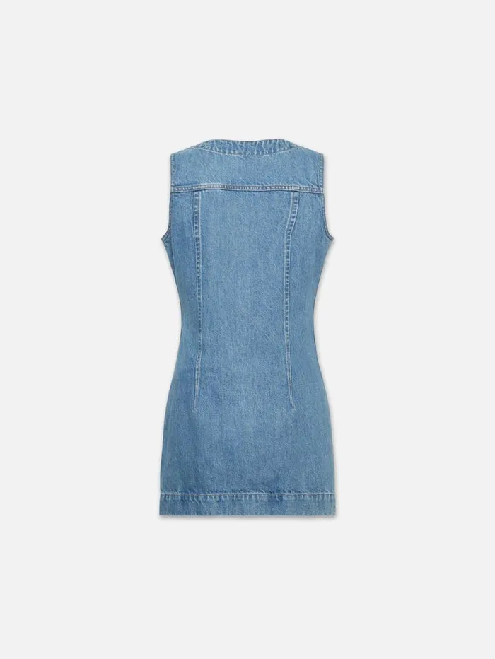 Women Dresses FRAME Sleeveless Trucker Pocket Dress 8212 Delaware Women Dresses FRAME Sleeveless Trucker Pocket Dress 8212 Delaware
