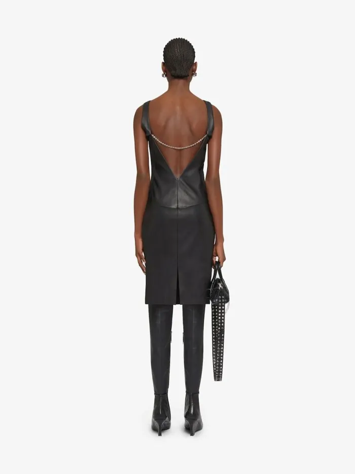 Women Dresses Givenchy Dress In Leather With Chain Detail Black