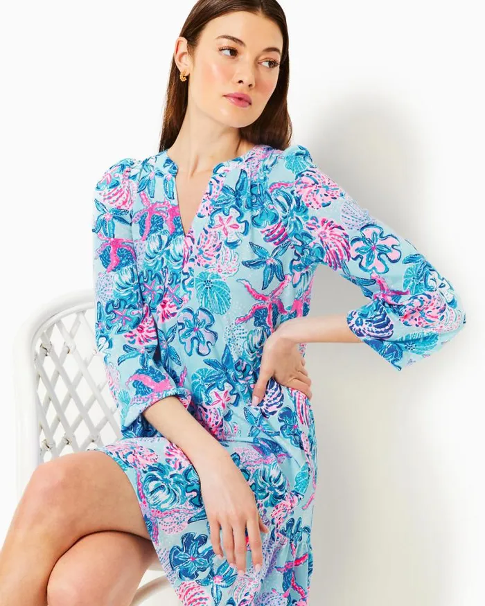 Women Dresses Lilly Pulitzer Alyssa ALine Cotton Dress Multi Bahamas Beachcomber