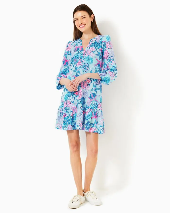 Women Dresses Lilly Pulitzer Alyssa ALine Cotton Dress Multi Bahamas Beachcomber