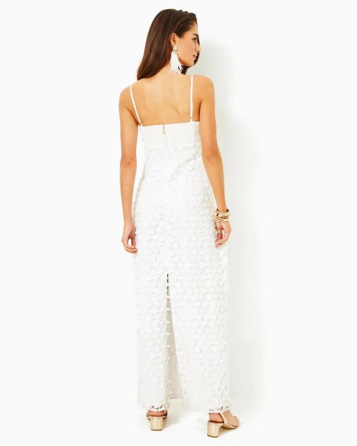 Women Dresses Lilly Pulitzer Gillian Lace Maxi Slip Dress Resort White Butterfly Garden 3d Lace