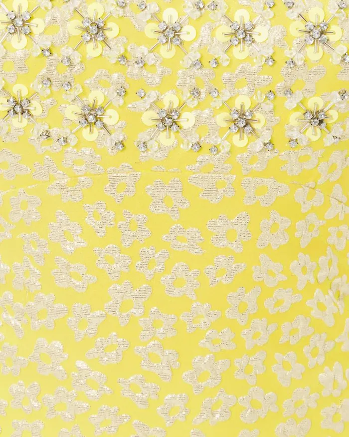 Women Dresses Lilly Pulitzer Karsyn Shift Dress Finch Yellow Bitsy Blossom Brocade