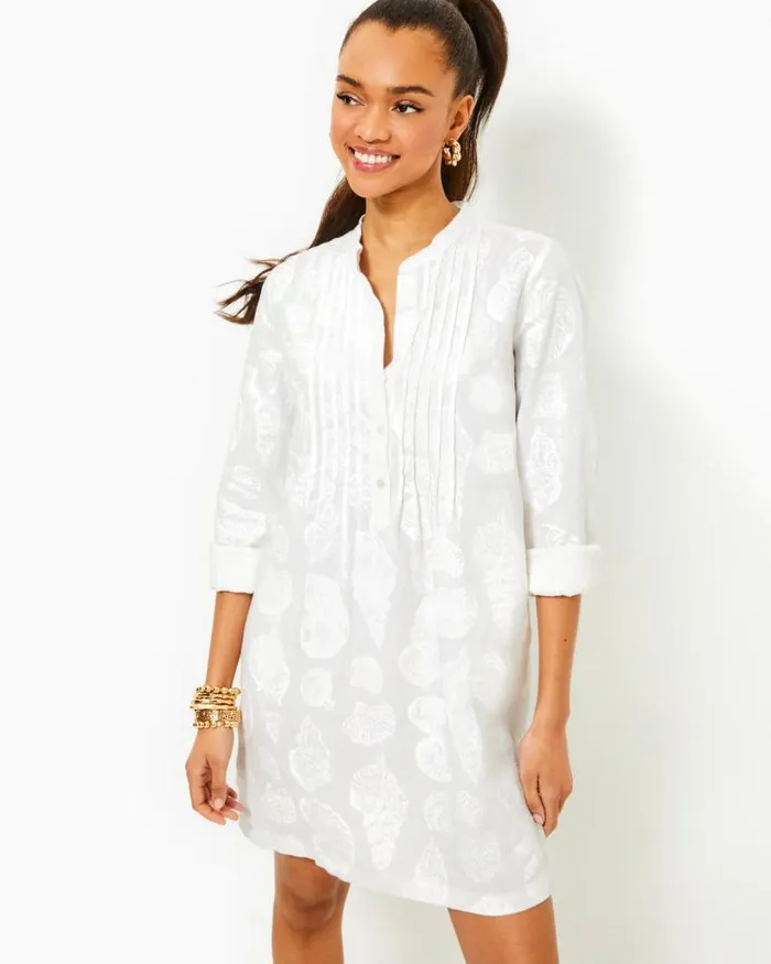 Women Dresses Lilly Pulitzer Rhoda Long Sleeve Linen Dress Resort White Shell Of A Good Time Women Dresses Lilly Pulitzer Rhoda Long Sleeve Linen Dress Resort White Shell Of A Good Time