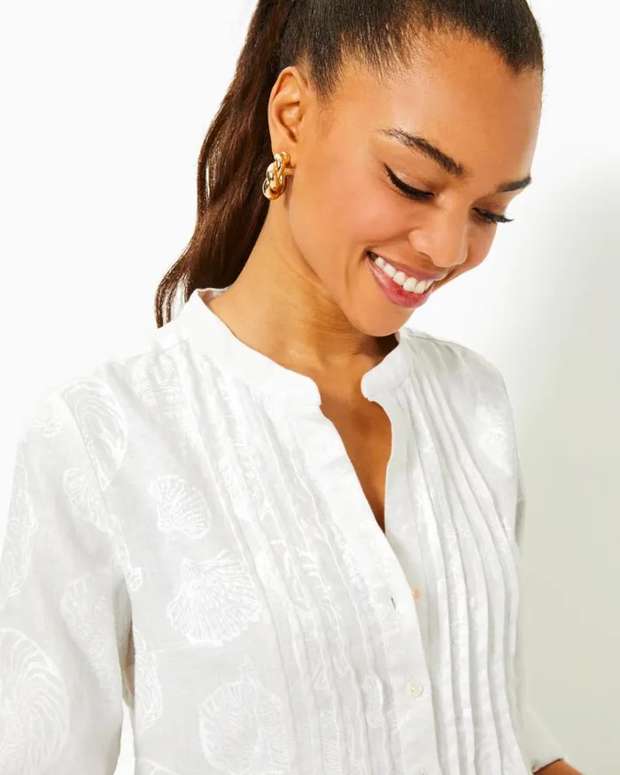 Women Dresses Lilly Pulitzer Rhoda Long Sleeve Linen Dress Resort White Shell Of A Good Time Women Dresses Lilly Pulitzer Rhoda Long Sleeve Linen Dress Resort White Shell Of A Good Time