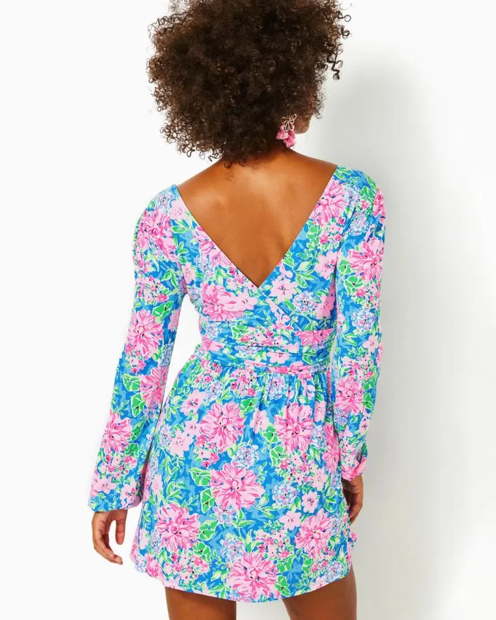 Women Dresses Lilly Pulitzer Riza Long Sleeve Romper Low Tide Navy Bouquet All Day Women Dresses Lilly Pulitzer Riza Long Sleeve Romper Low Tide Navy Bouquet All Day