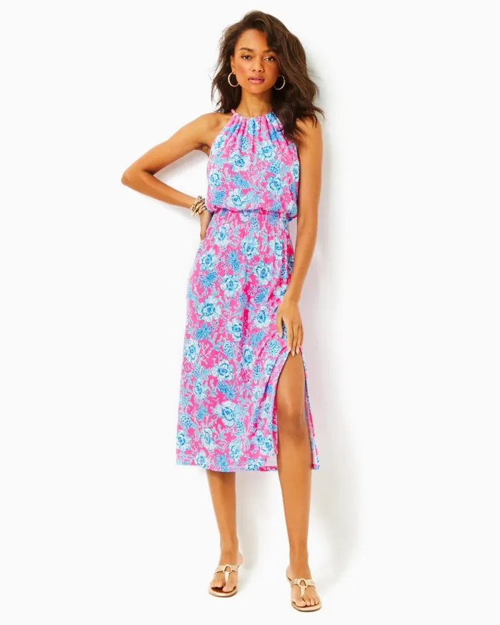 Women Dresses Lilly Pulitzer Riza Long Sleeve Romper Low Tide Navy Bouquet All Day Women Dresses Lilly Pulitzer Riza Long Sleeve Romper Low Tide Navy Bouquet All Day