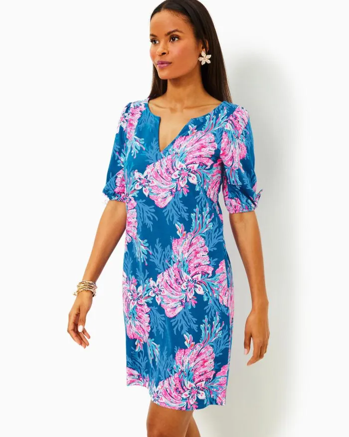 Women Dresses Lilly Pulitzer Riza Long Sleeve Romper Low Tide Navy Bouquet All Day Women Dresses Lilly Pulitzer Riza Long Sleeve Romper Low Tide Navy Bouquet All Day