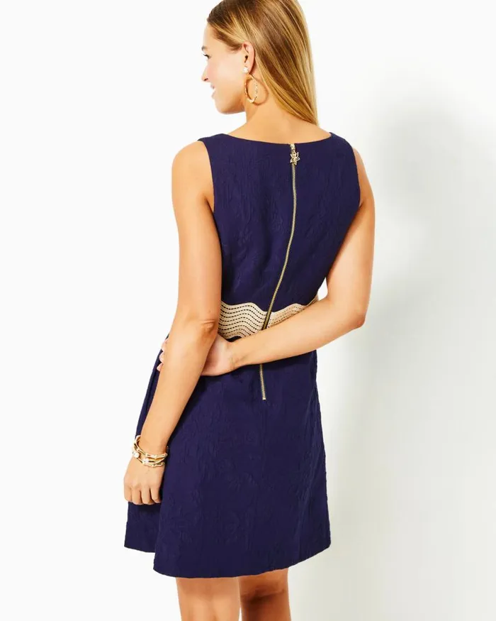 Women Dresses Lilly Pulitzer Siarra Stretch Dress True Navy Caliente Pucker Jacquard