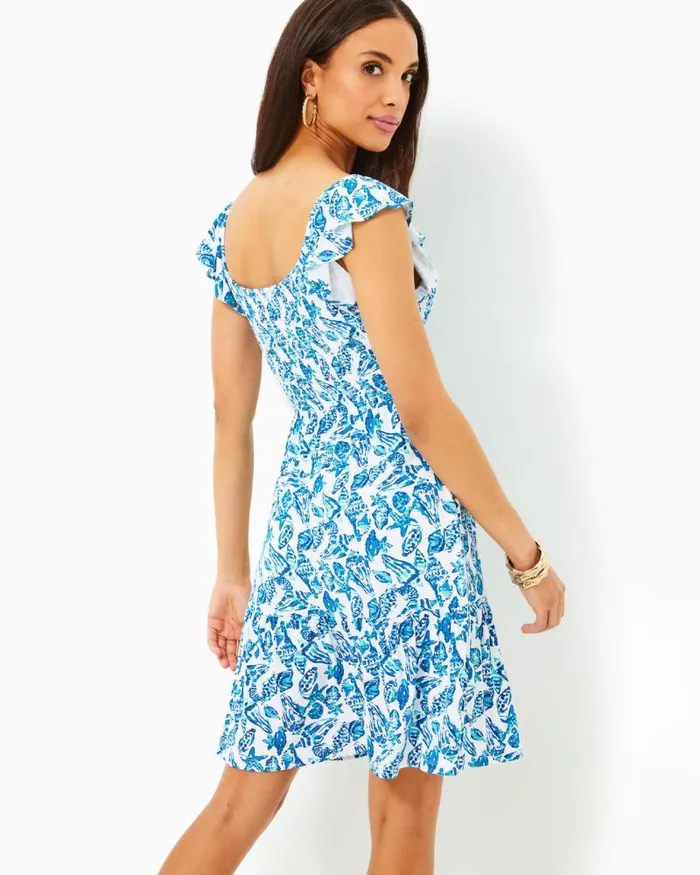 Women Dresses Lilly Pulitzer Siarra Stretch Dress True Navy Caliente Pucker Jacquard