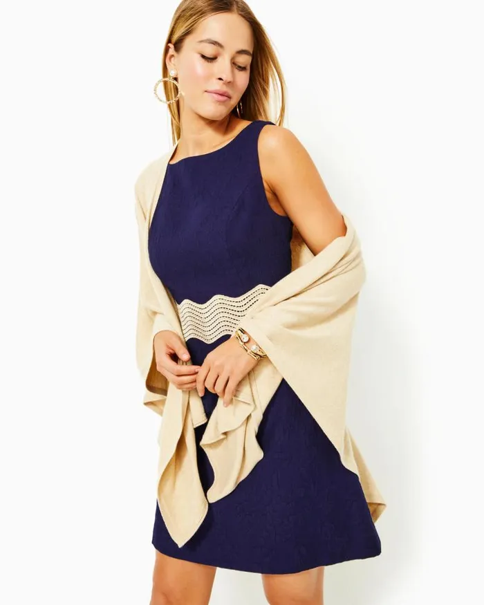 Women Dresses Lilly Pulitzer Siarra Stretch Dress True Navy Caliente Pucker Jacquard