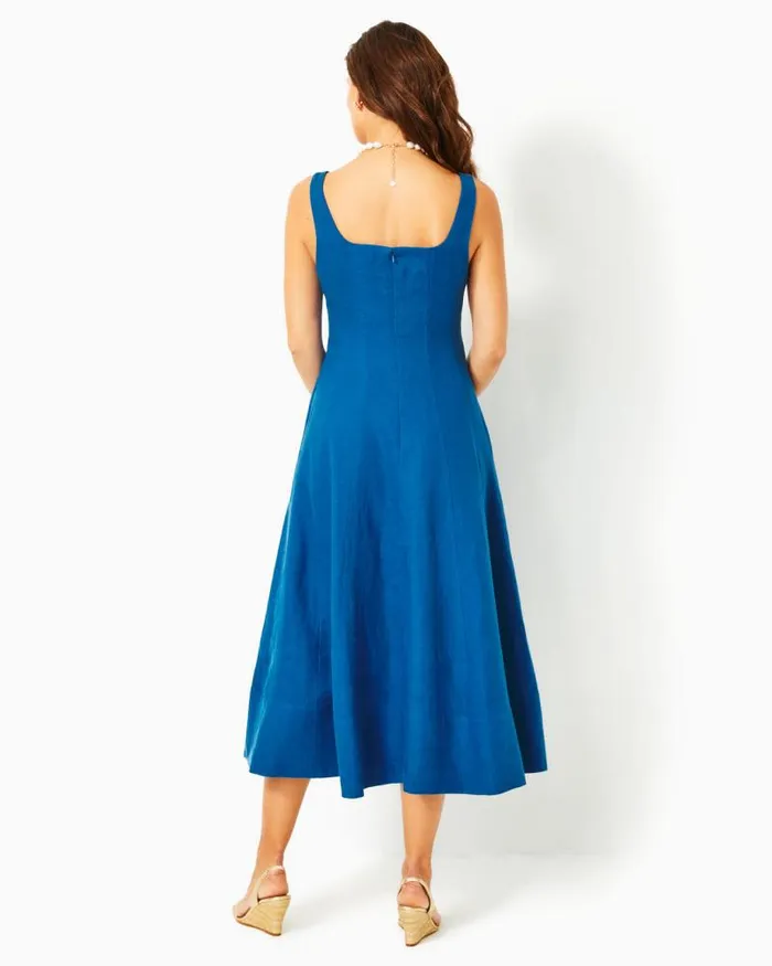 Women Dresses Lilly Pulitzer Siarra Stretch Dress True Navy Caliente Pucker Jacquard