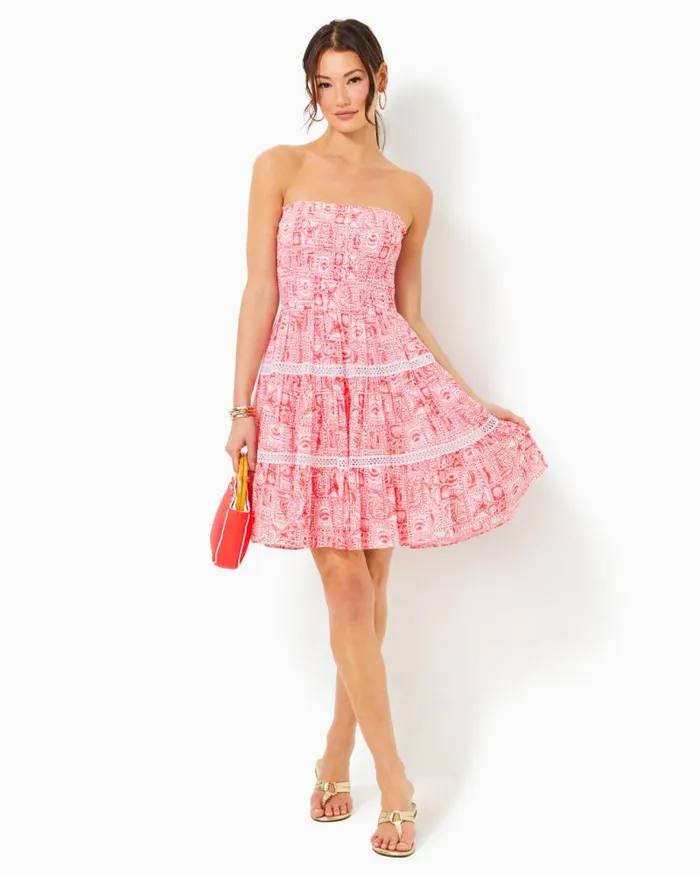 Women Dresses Lilly Pulitzer Siarra Stretch Dress True Navy Caliente Pucker Jacquard
