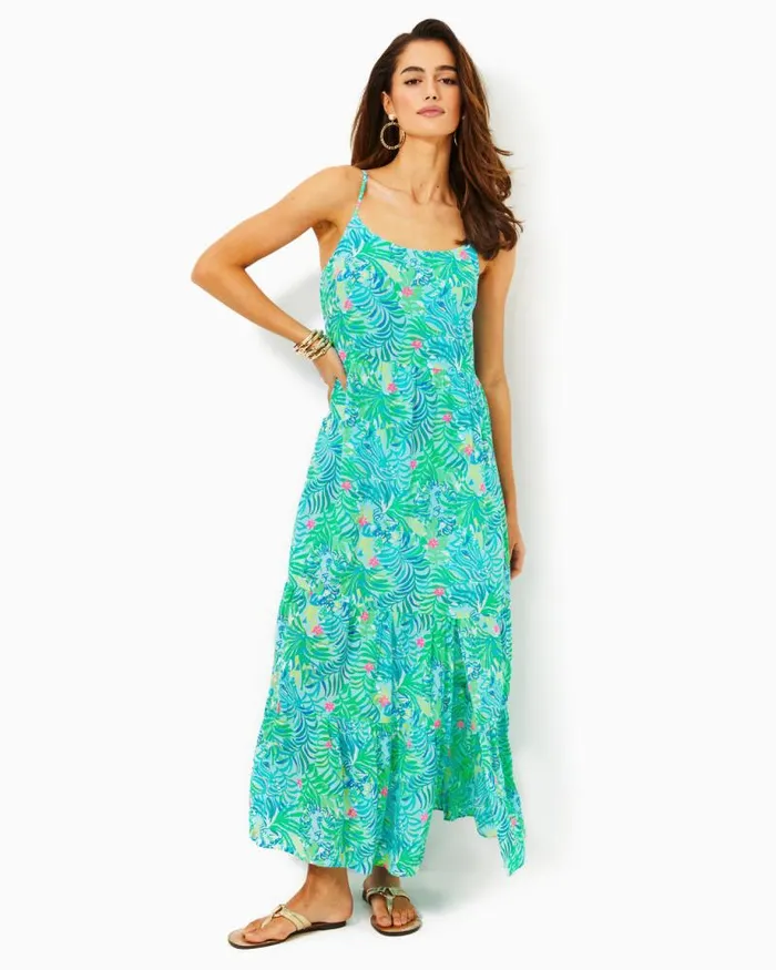 Women Dresses Lilly Pulitzer Teresa Maxi Dress Conch Shell Pink Lets Go Bananas
