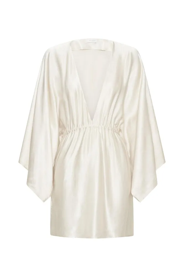 Women Esmerlda Pleated Kimono Mini Dress 8211 Ivory Ivory Meshki Mini Dresses
