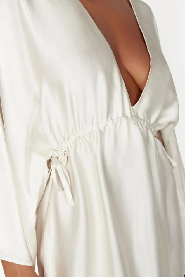 Women Esmerlda Pleated Kimono Mini Dress 8211 Ivory Ivory Meshki Mini Dresses
