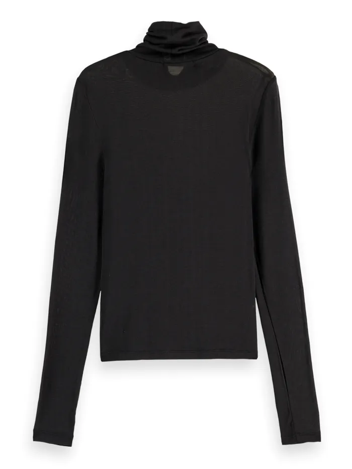Women Essential ROLL UP NECK LONG SLEEVE TSHIRT Black Scotch and Soda Essentials