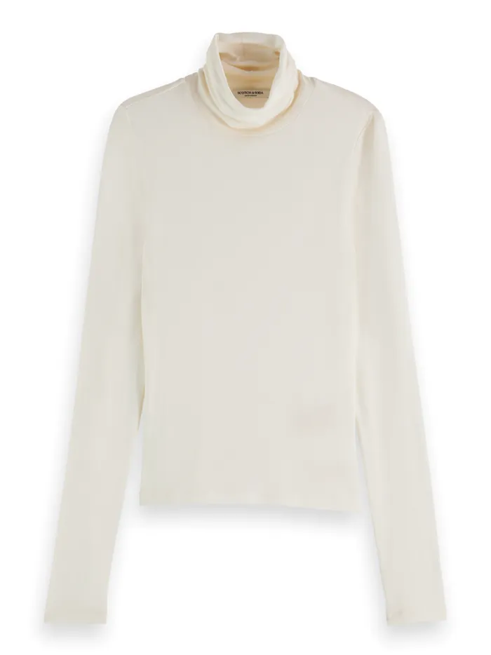 Women Essential ROLL UP NECK LONG SLEEVE TSHIRT Black Scotch and Soda Essentials