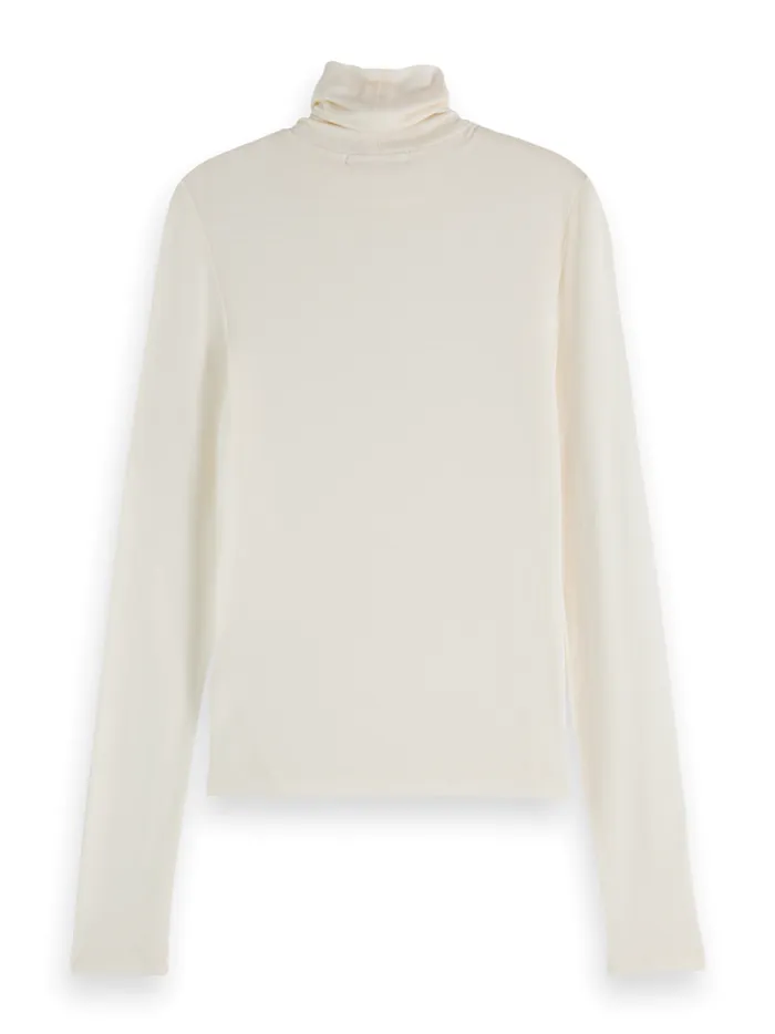 Women Essential ROLL UP NECK LONG SLEEVE TSHIRT Black Scotch and Soda Essentials