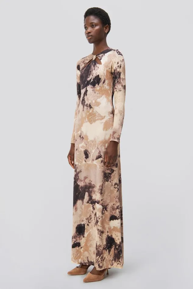 Women Etta Gown Macadamia Rock Crystal Print Jonathan Simkhai Dresses and Jumpsuits