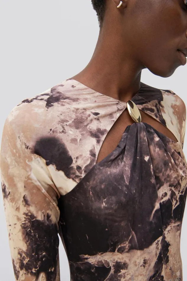 Women Etta Gown Macadamia Rock Crystal Print Jonathan Simkhai Dresses and Jumpsuits