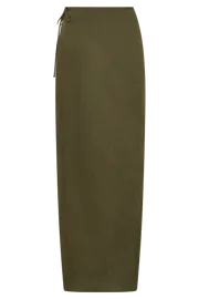 Women Fatima Linen Wrap Maxi Skirt 8211 Khaki Khaki Meshki Skirts