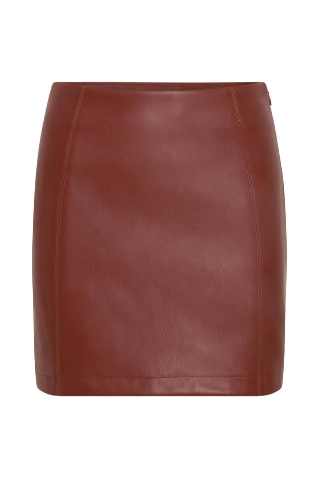Women Fawn Faux Leather Mini Skirt 8211 Cherry Chocolate Cherry Chocolate Meshki Skirts