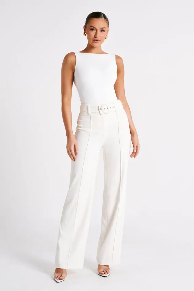 Women Fiona Recycled Nylon Low Back Bodysuit 8211 White White Meshki Basic Tops