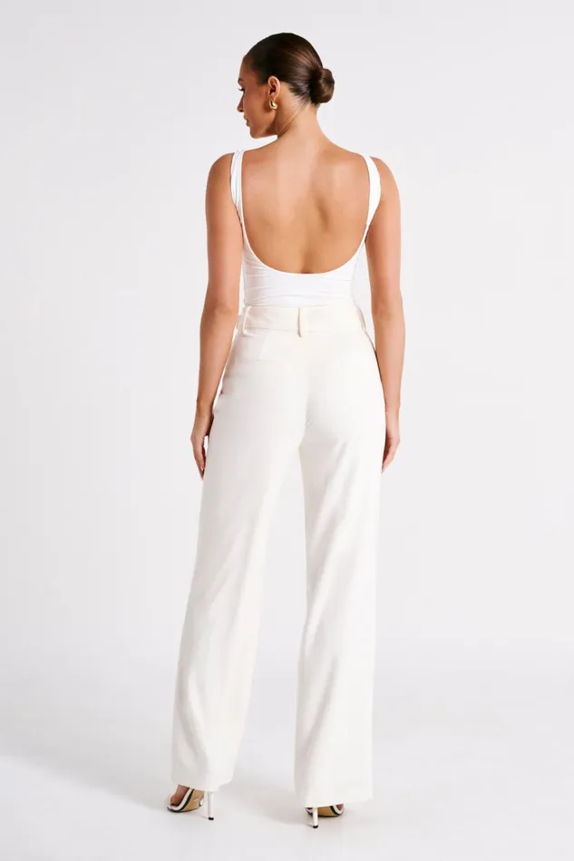 Women Fiona Recycled Nylon Low Back Bodysuit 8211 White White Meshki Basic Tops