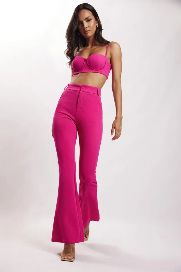 Women Fiorella Crepe Bustier Top 8211 Fuchsia Fuchsia Meshki Crop Tops