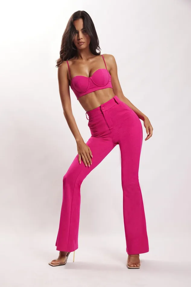 Women Fiorella Crepe Bustier Top 8211 Fuchsia Fuchsia Meshki Crop Tops