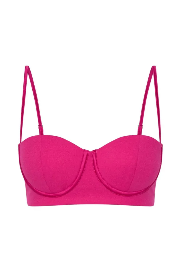 Women Fiorella Crepe Bustier Top 8211 Fuchsia Fuchsia Meshki Crop Tops