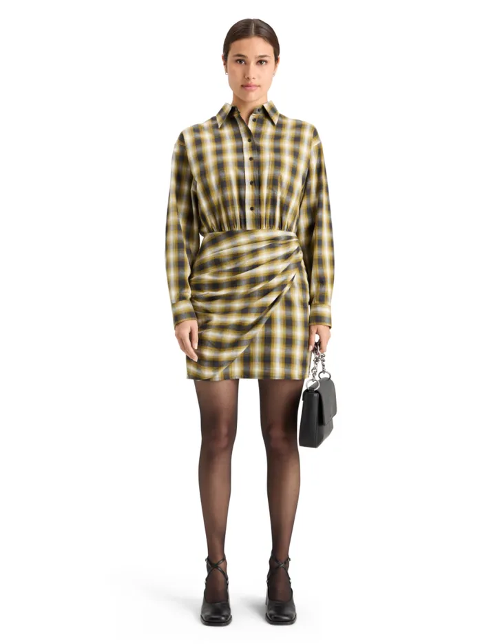 Women FLANNEL MINI WRAP DRESS Olive Check Scotch and Soda Dresses and Jumpsuits
